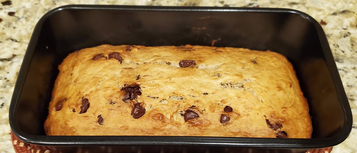 Baked banana chocolate chip bread